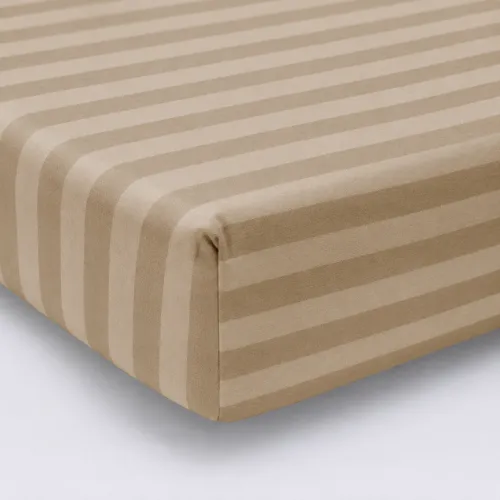 Простирадло Ranforce Elite 17-0610 Stripe Light Brown на резинці висота 25 см (дитячі 10 см) - 1