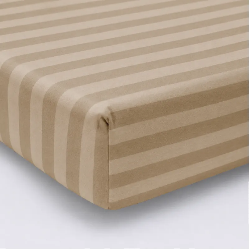 Простирадло на гумці (БЯЗЬ) 17-0610 Stripe Light Brown - высота 25 см (детские 10 см)