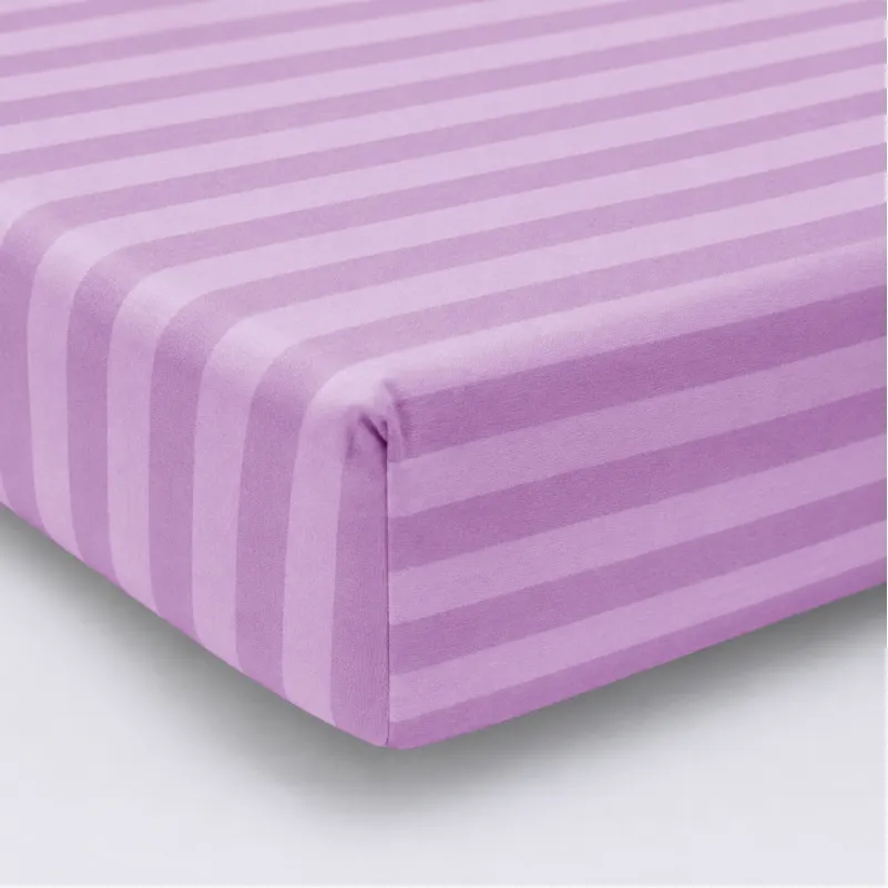 Простирадло Ranforce Elite 17-0618 Stripe Purple на резинці висота 25 см (дитячі 10 см)