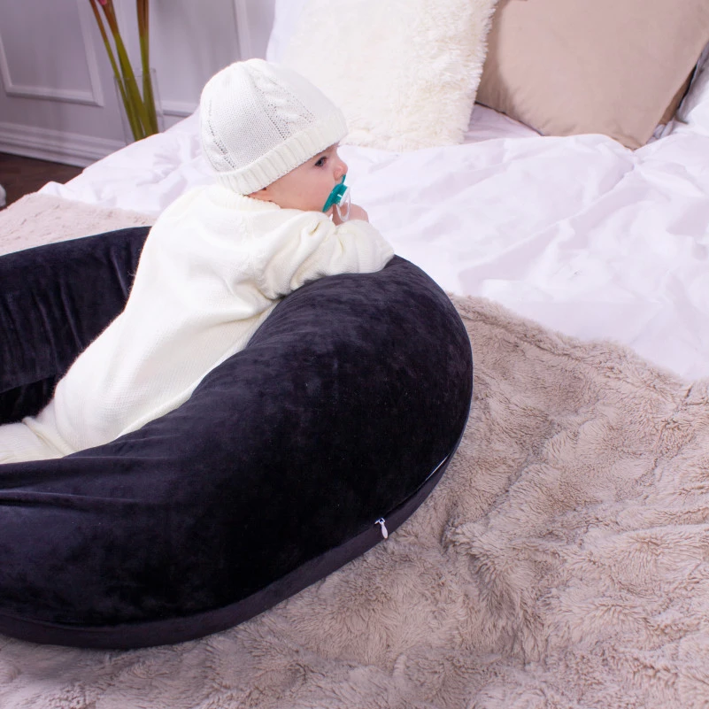 Подушка для беременных и кормления №8305 Velvet Line 28-0007 Black EcoSilk велюр - 13