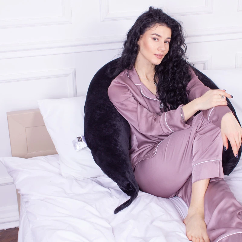 Подушка для беременных и кормления №8305 Velvet Line 28-0007 Black EcoSilk велюр - 11