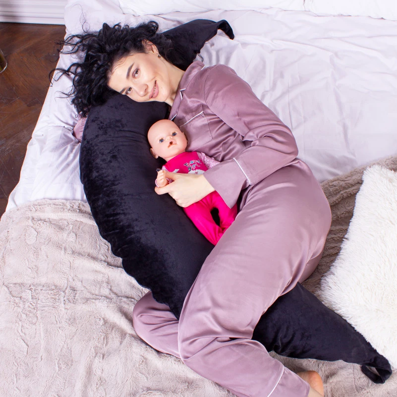 Подушка для беременных и кормления №8305 Velvet Line 28-0007 Black EcoSilk велюр - 9