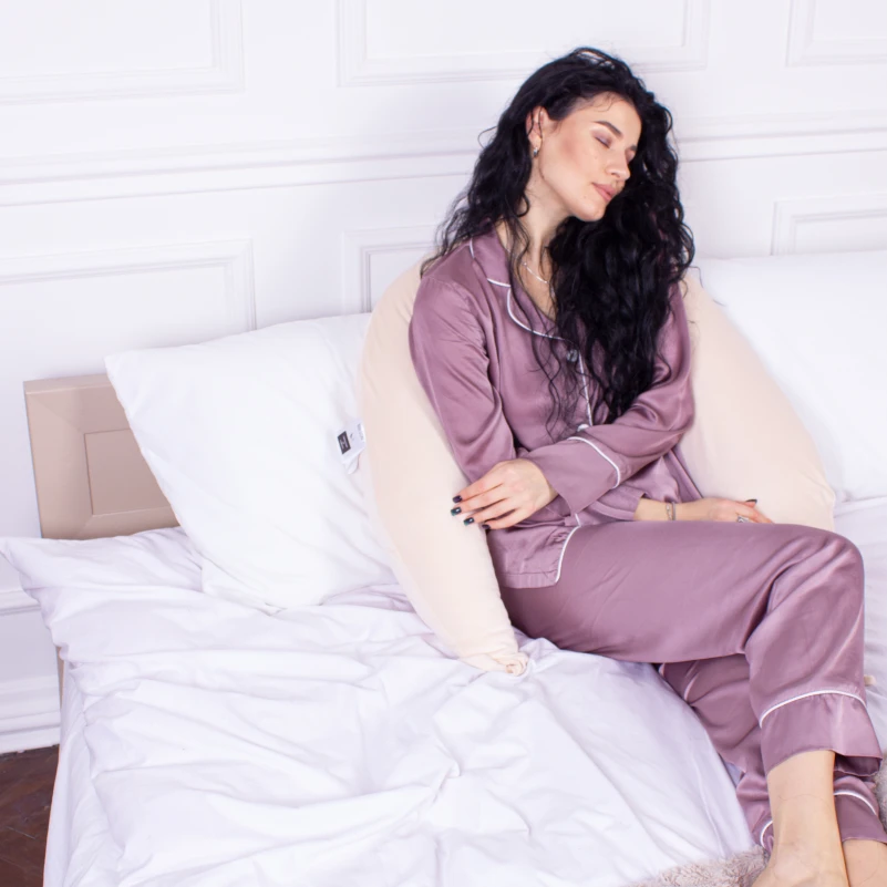 Подушка для беременных и кормления №8302 Velvet Line 28-0004 Cream EcoSilk велюр - 10