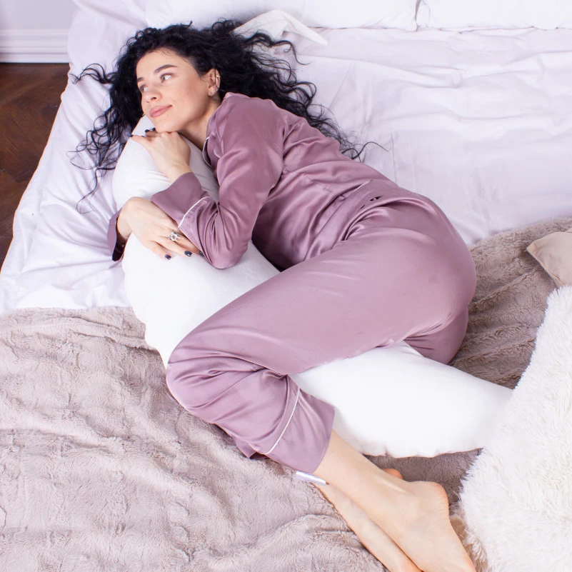 Подушка для беременных и кормления №8300 Velvet Line 28-0001 White EcoSilk велюр - 11