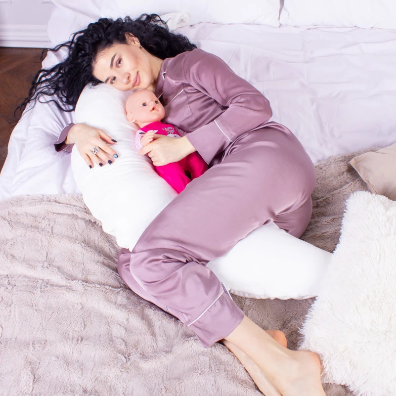 Подушка для беременных и кормления №8300 Velvet Line 28-0001 White EcoSilk велюр - 12