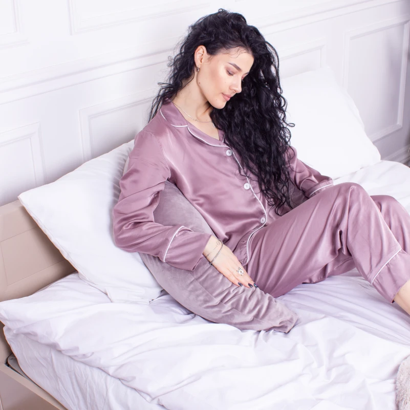 Подушка для беременных и кормления №8303 Velvet Line 28-0005 Ashen EcoSilk велюр - 9