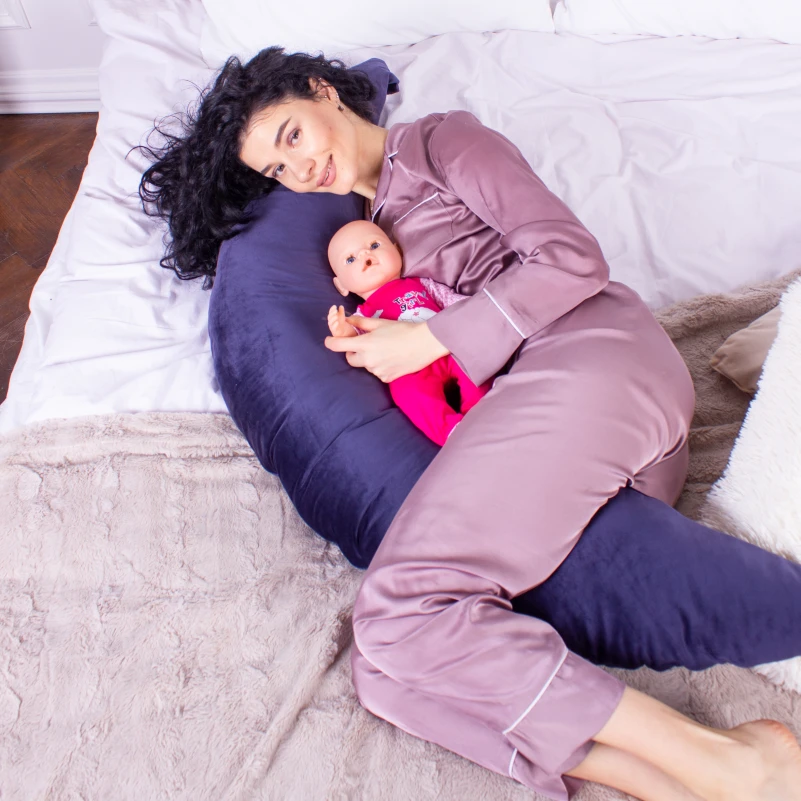 Подушка для беременных и кормления №8304 Velvet Line 28-0006 Navy blue EcoSilk велюр - 13