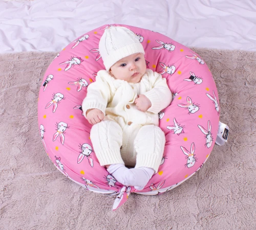 Подушка для беременных и кормления №8329 Print Line 17-0528 Bunnies pink EcoSilk бязь