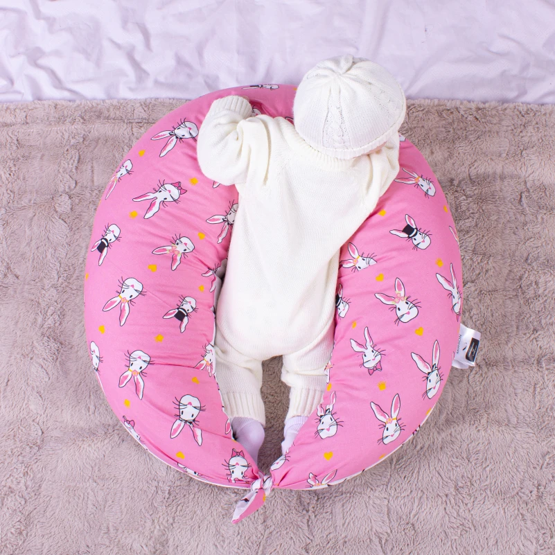 Подушка для беременных и кормления №8329 Print Line 17-0528 Bunnies pink EcoSilk бязь - 7
