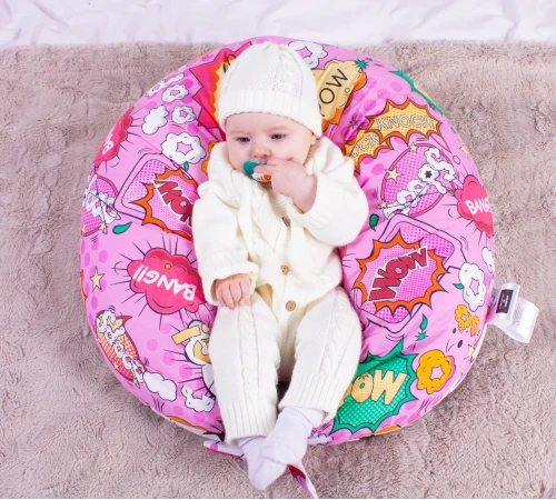 Подушка для вагітних та годування №8324 Print Line 17-0512 Bombs pink EcoSilk бязь