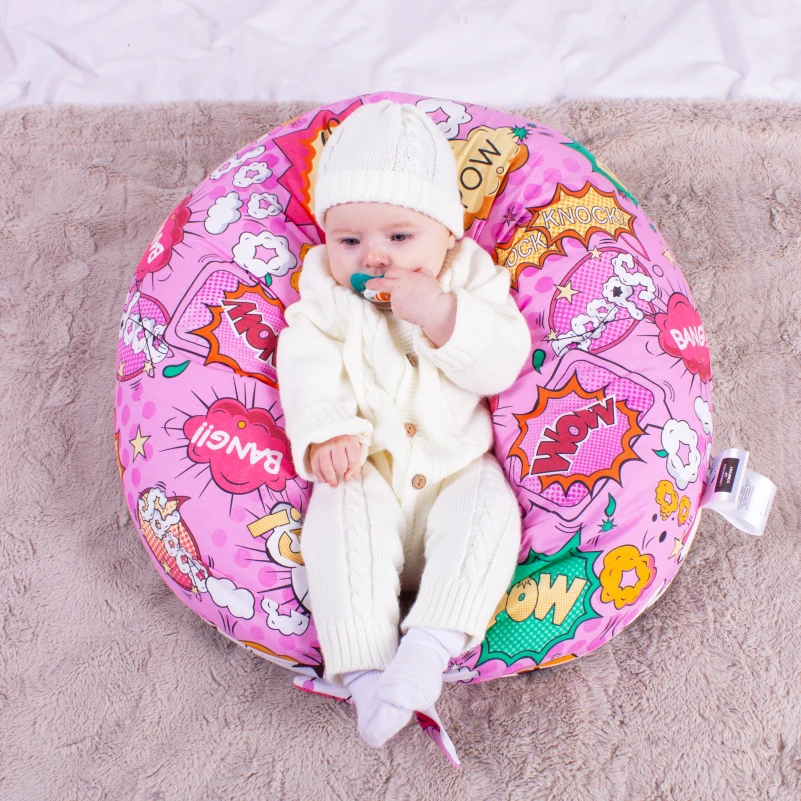 Подушка для беременных и кормления №8324 Print Line 17-0512 Bombs pink EcoSilk бязь