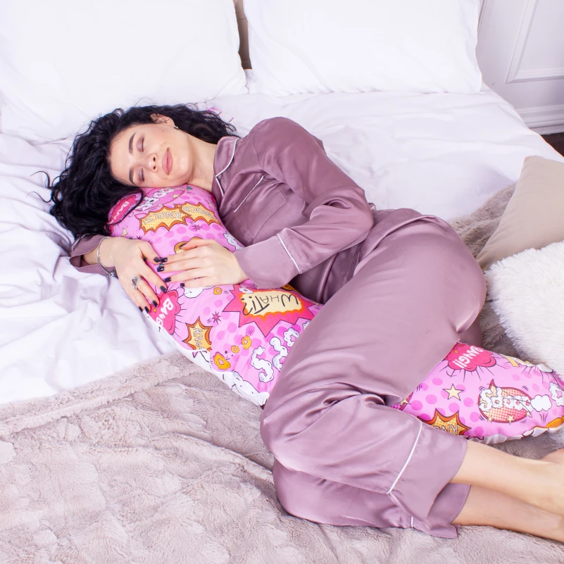 Подушка для беременных и кормления №8324 Print Line 17-0512 Bombs pink EcoSilk бязь - 11