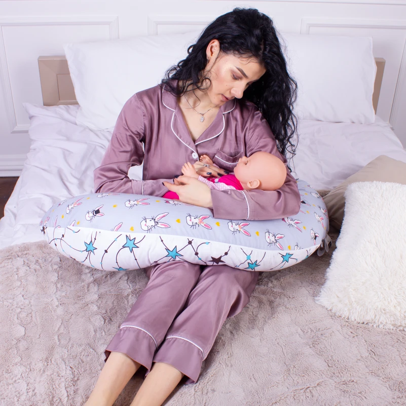 Подушка для беременных и кормления №8310 Print Line 17-0527 Bunnies EcoSilk бязь - 11