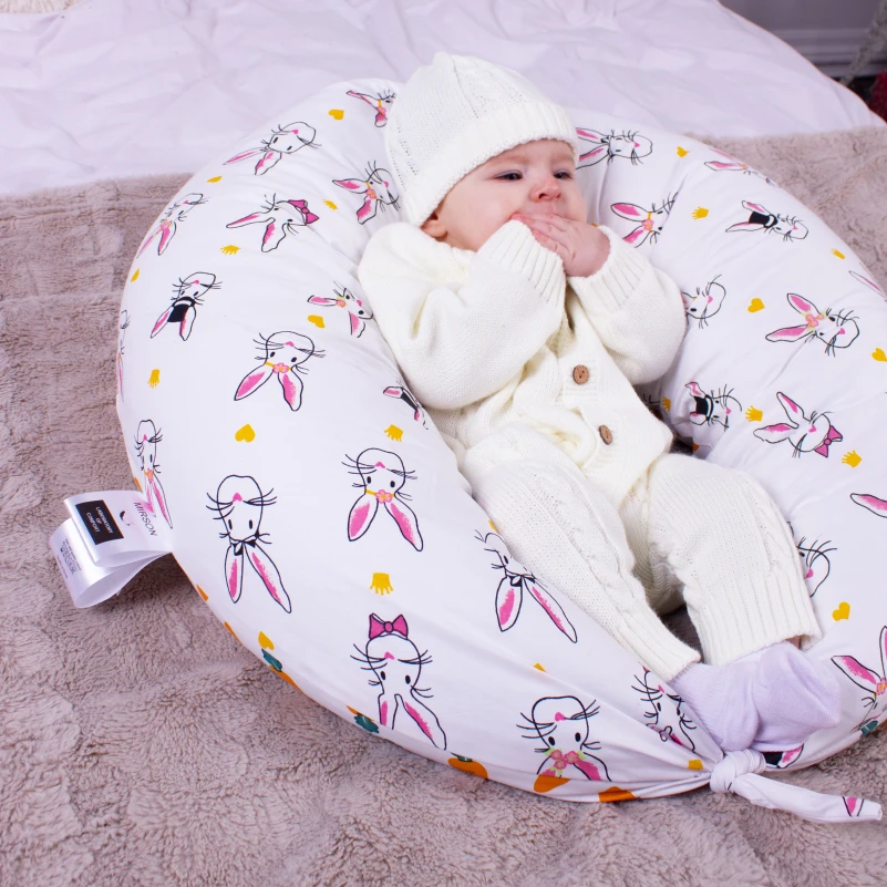 Подушка для беременных и кормления №8336 Print Line 17-0529 Bunnies white EcoSilk бязь - 6