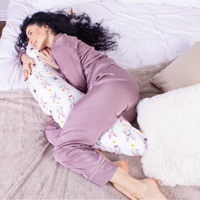 Подушка для беременных и кормления №8336 Print Line 17-0529 Bunnies white EcoSilk бязь - 10