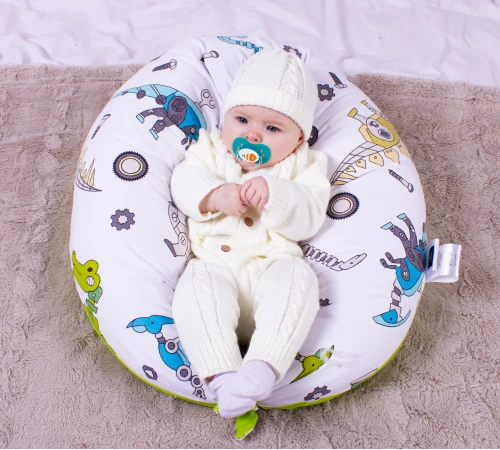 Подушка для вагітних та годування №8331 Print Line 17-0576 Dinosaur robot EcoSilk бязь