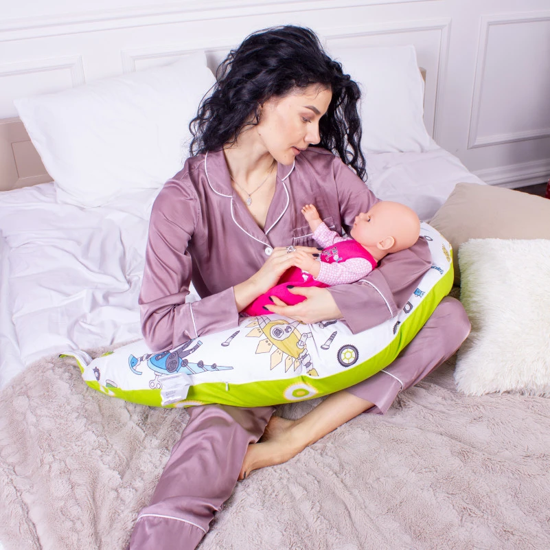 Подушка для беременных и кормления №8331 Print Line 17-0576 Dinosaur robot EcoSilk бязь - 9