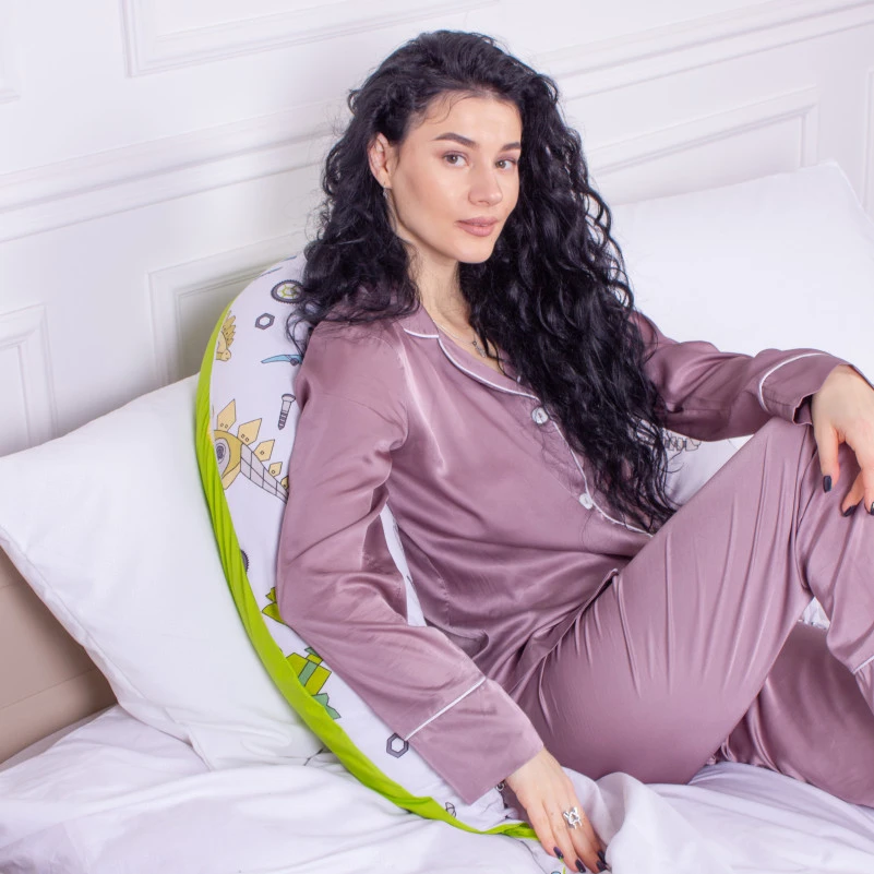 Подушка для беременных и кормления №8331 Print Line 17-0576 Dinosaur robot EcoSilk бязь - 10