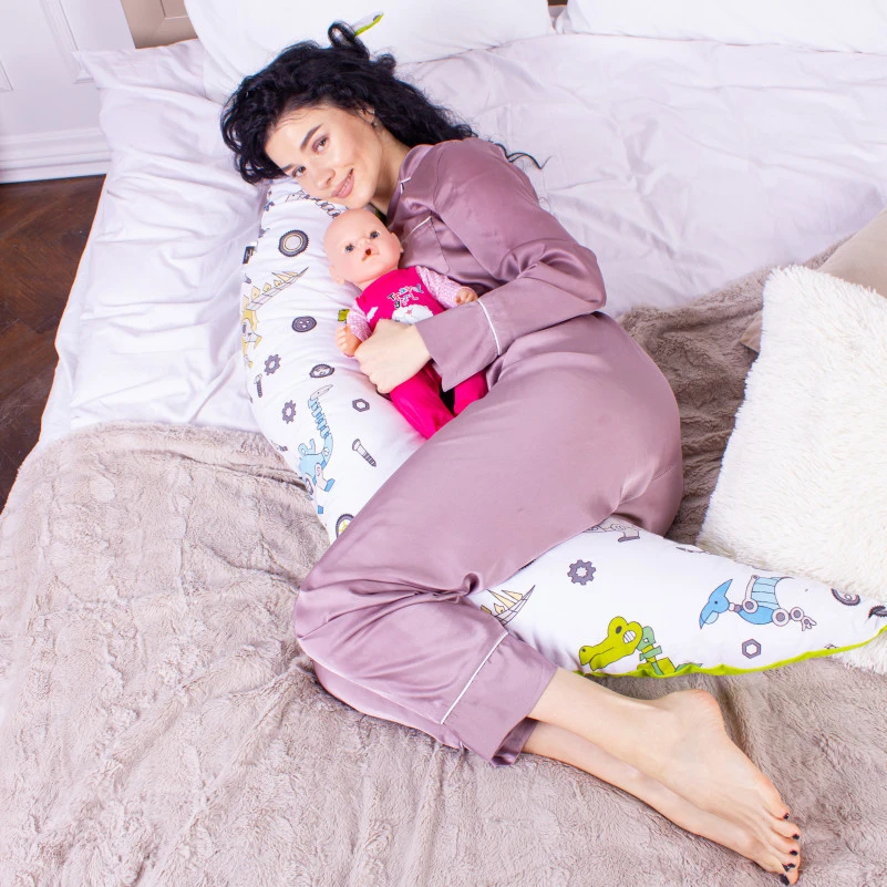 Подушка для беременных и кормления №8331 Print Line 17-0576 Dinosaur robot EcoSilk бязь - 12