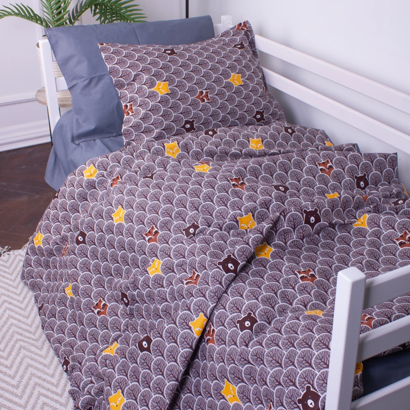 Комплект постільної білизни Бязь Kids Time 17-0526 Fabulous forest grey