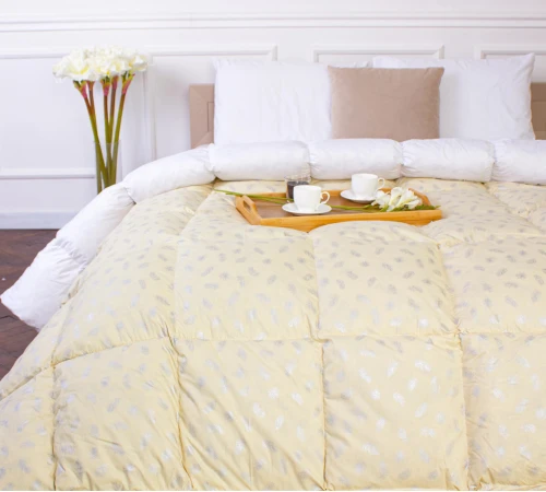 Ковдра пухова 70% ПУХПЕРО/30% BioПУХ №1857 "Bio-Beige" 70% - зима +