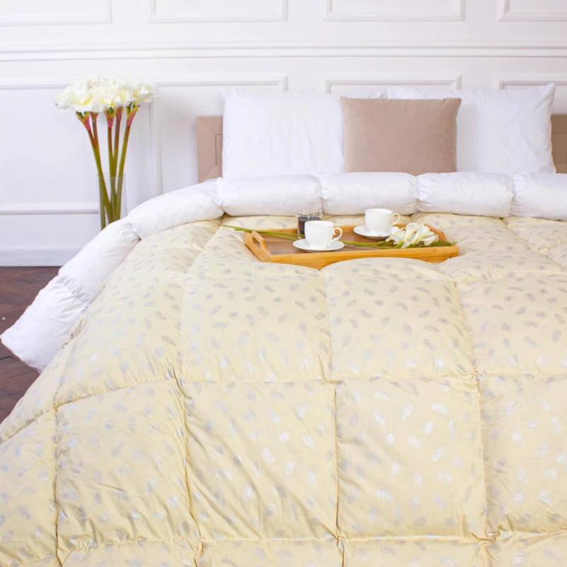 Ковдра пухова 70% ПУХПЕРО/30% BioПУХ №1857 "Bio-Beige" 70% - зима +