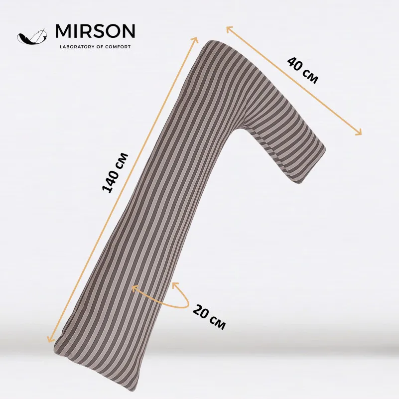 Подушка для беременных и отдыха Г-образная №5001 Color Line 17-0601 Stripe Gray EcoSilk бязь - 2
