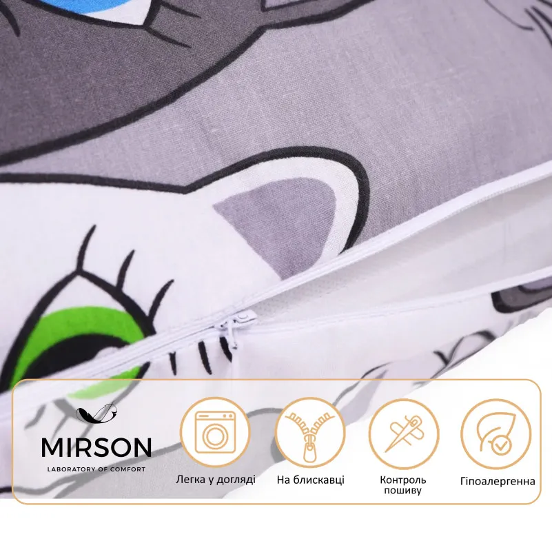 Подушка для беременных и отдыха Г-образная №5011 Color Line 17-0635 Кот Батон Серый EcoSilk бязь - 3