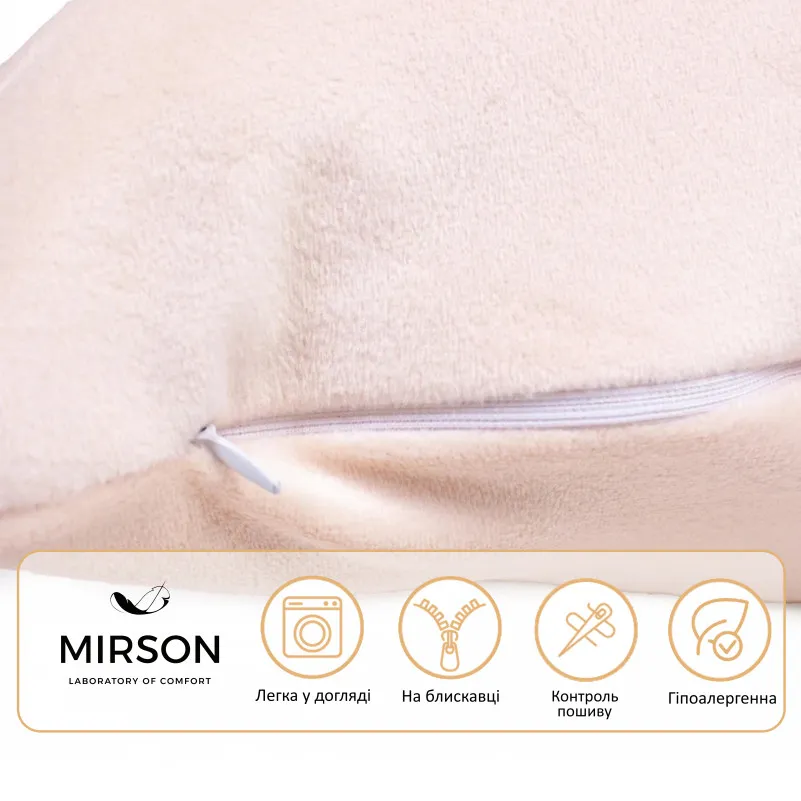 Подушка для беременных и отдыха Г-образная №8456 Velvet Line 28-0004 Cream EcoSilk велюр - 3