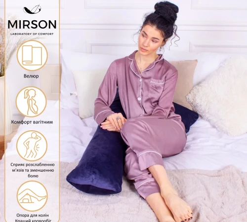 Подушка для вагітних та відпочинку Г-подібна №8458 Velvet Line 28-0006 Navy blue EcoSilk велюр - 2