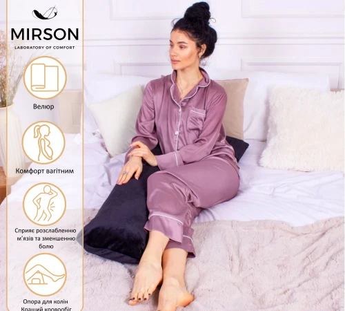 Подушка для вагітних та відпочинку Г-подібна №8459 Velvet Line 28-0007 Black EcoSilk велюр - 2