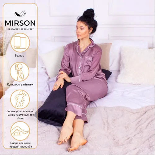 Подушка для беременных и отдыха Г-образная №8459 Velvet Line 28-0007 Black EcoSilk велюр - 2