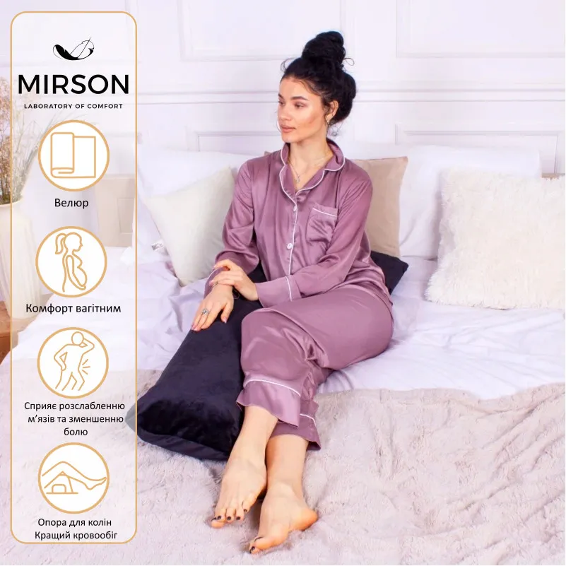 Подушка для беременных и отдыха Г-образная №8459 Velvet Line 28-0007 Black EcoSilk велюр - 1