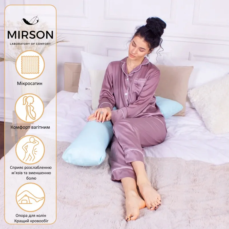 Подушка для беременных и отдыха Г-образная №8461 Eco Line Blue EcoSilk микросатин - 1