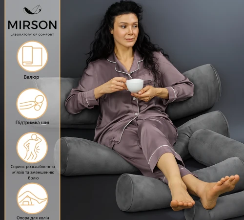 Подушка-валик №8129 Velvet Line 28-0005 Ashen EcoSilk - 2