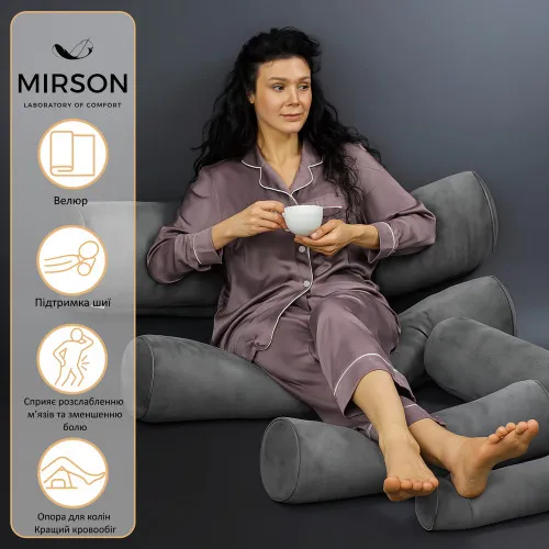 Подушка-валик №8129 Velvet Line 28-0005 Ashen EcoSilk - 2