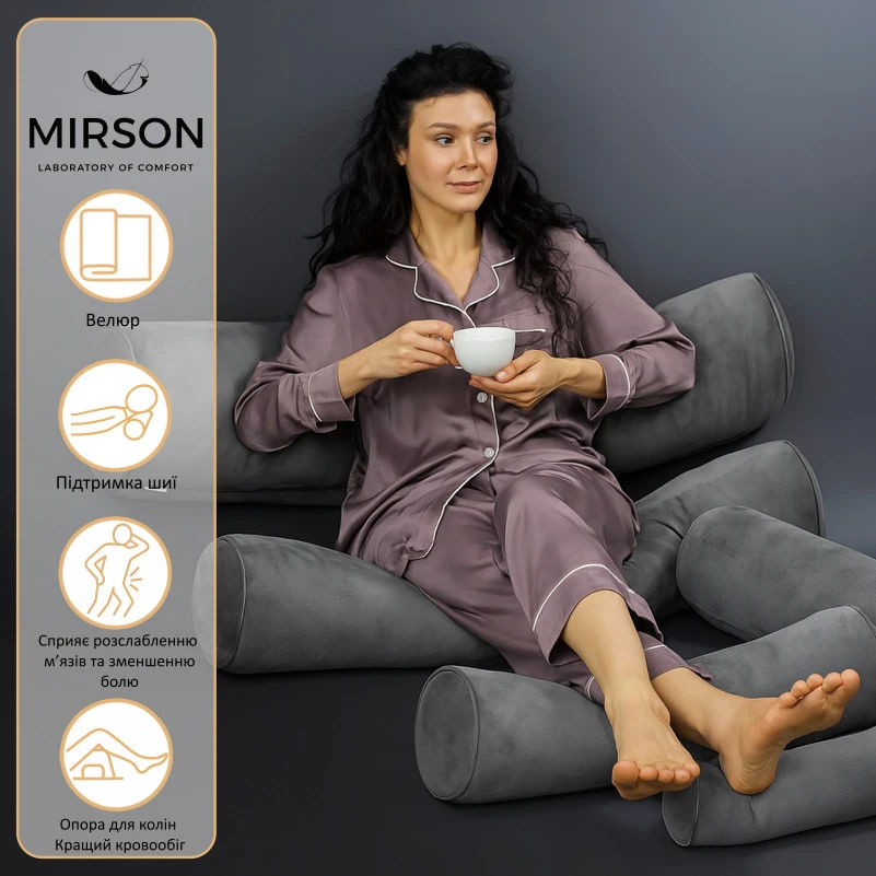 Подушка-валик №8129 Velvet Line 28-0005 Ashen EcoSilk - 1