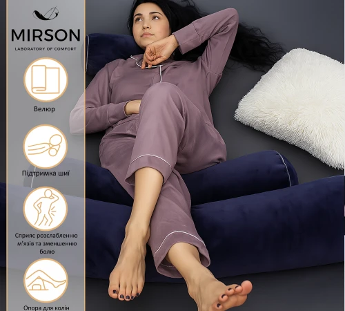 Подушка-валик №8130 Velvet Line 28-0006 Navy blue EcoSilk - 2