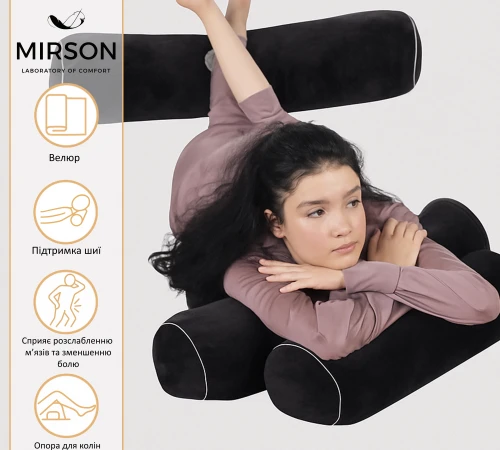 Подушка-валик №8131 Velvet Line 28-0007 Black EcoSilk - 2