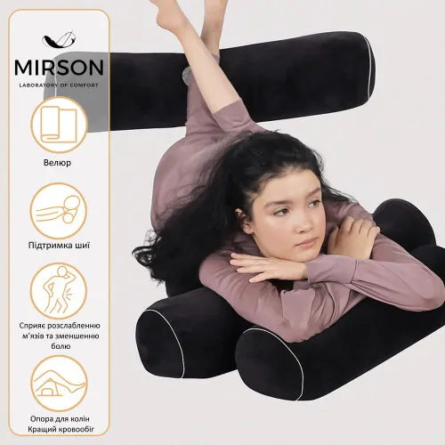 Подушка-валик №8131 Velvet Line 28-0007 Black EcoSilk - 2