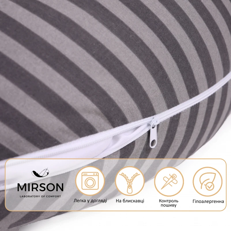 Подушка для беременных и кормления №5016 Color Line 17-0601 Stripe Gray EcoSilk бязь - 1