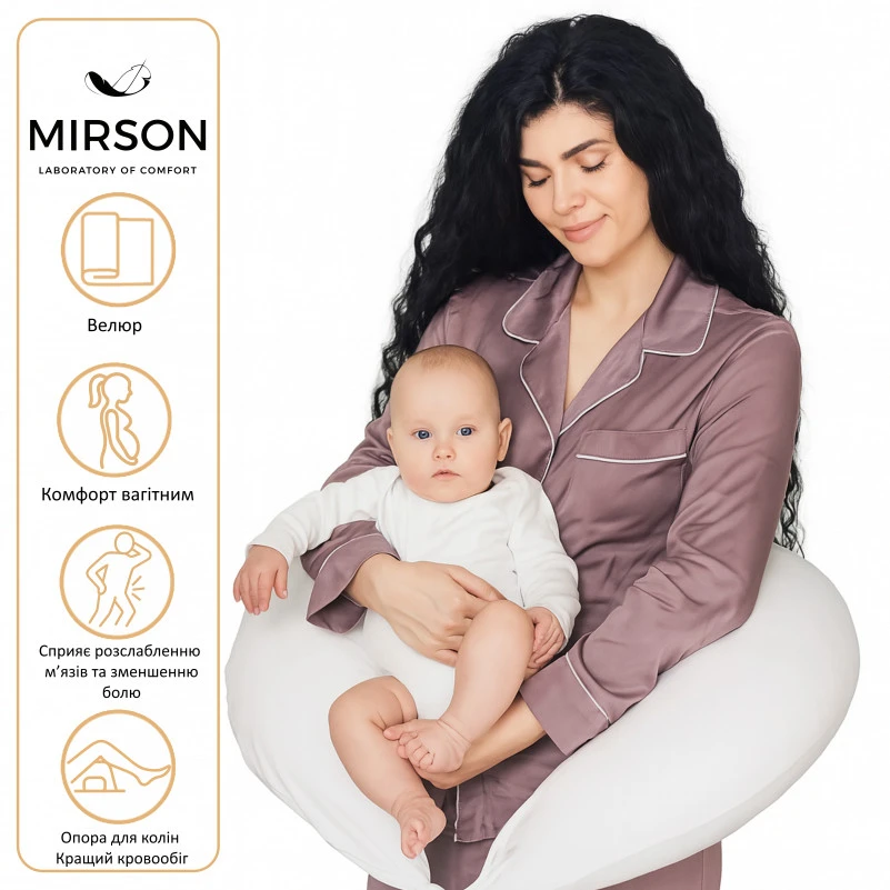 Подушка для беременных и кормления №8300 Velvet Line 28-0001 White EcoSilk велюр - 2