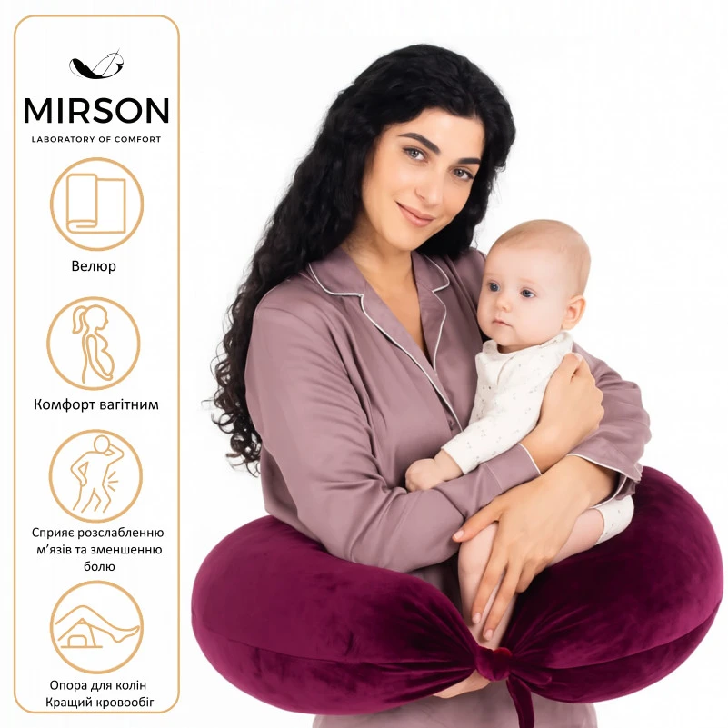 Подушка для вагітних та годування №8301 Velvet Line 28-0002 Excalibur EcoSilk велюр - 2