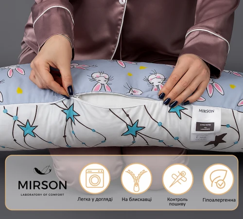 Подушка для вагітних та годування №8310 Print Line 17-0527 Bunnies EcoSilk бязь - 2