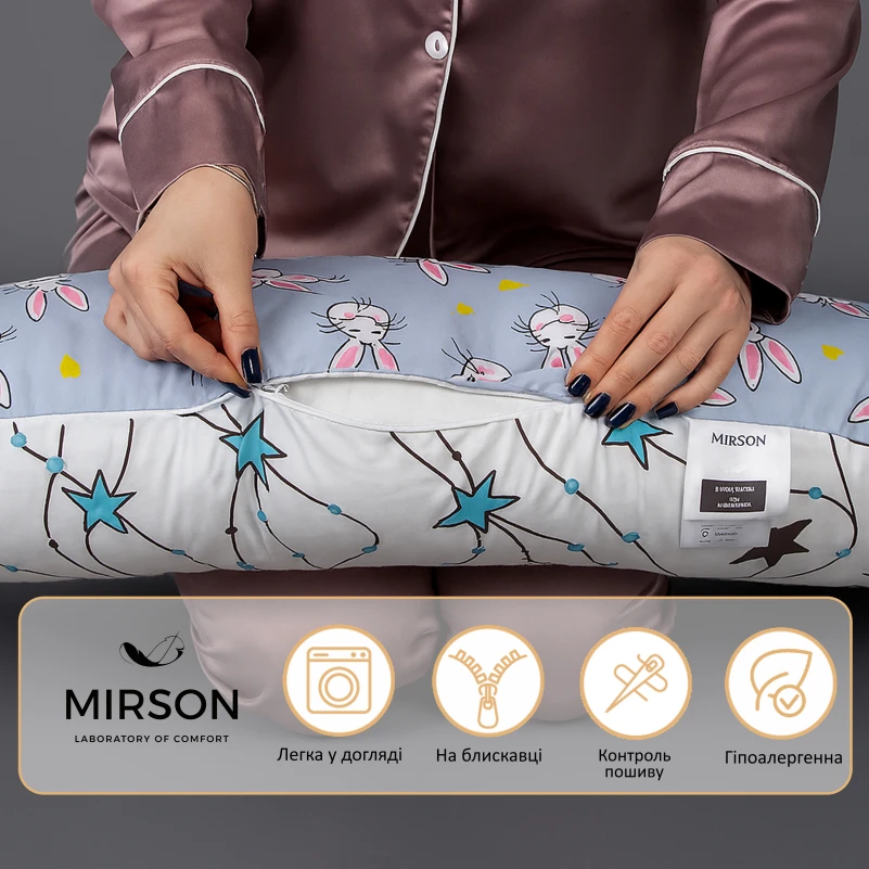 Подушка для беременных и кормления №8310 Print Line 17-0527 Bunnies EcoSilk бязь - 1