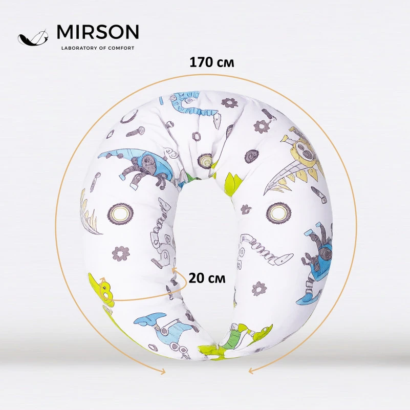 Подушка для беременных и кормления №8331 Print Line 17-0576 Dinosaur robot EcoSilk бязь - 4