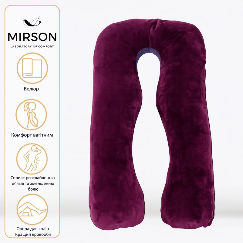 Подушка для беременных и отдыха U-образная № 8023 Velvet Line "Primula" EcoSilk велюр - 1