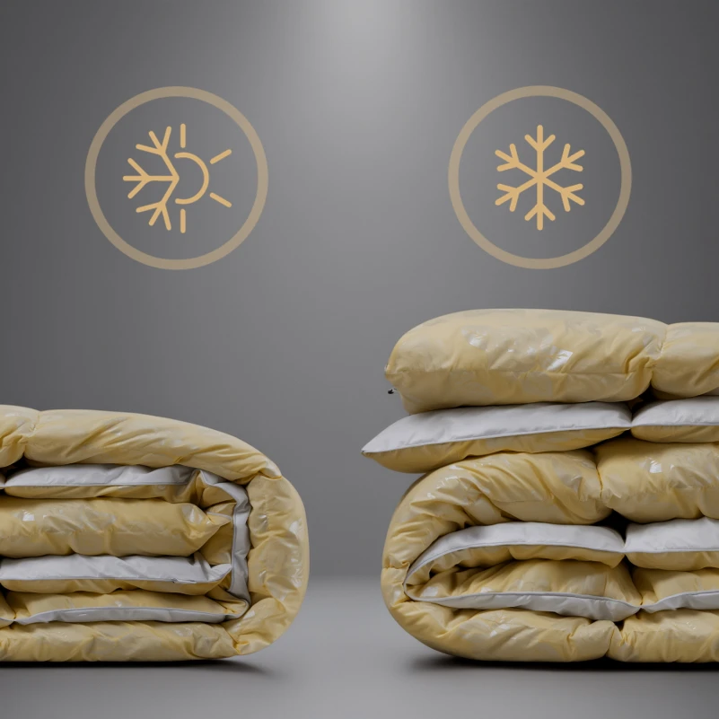 Одеяло пуховое KARMEN №1854 "Bio-Beige" 90% серый Bio пух тик (зима+) - 4