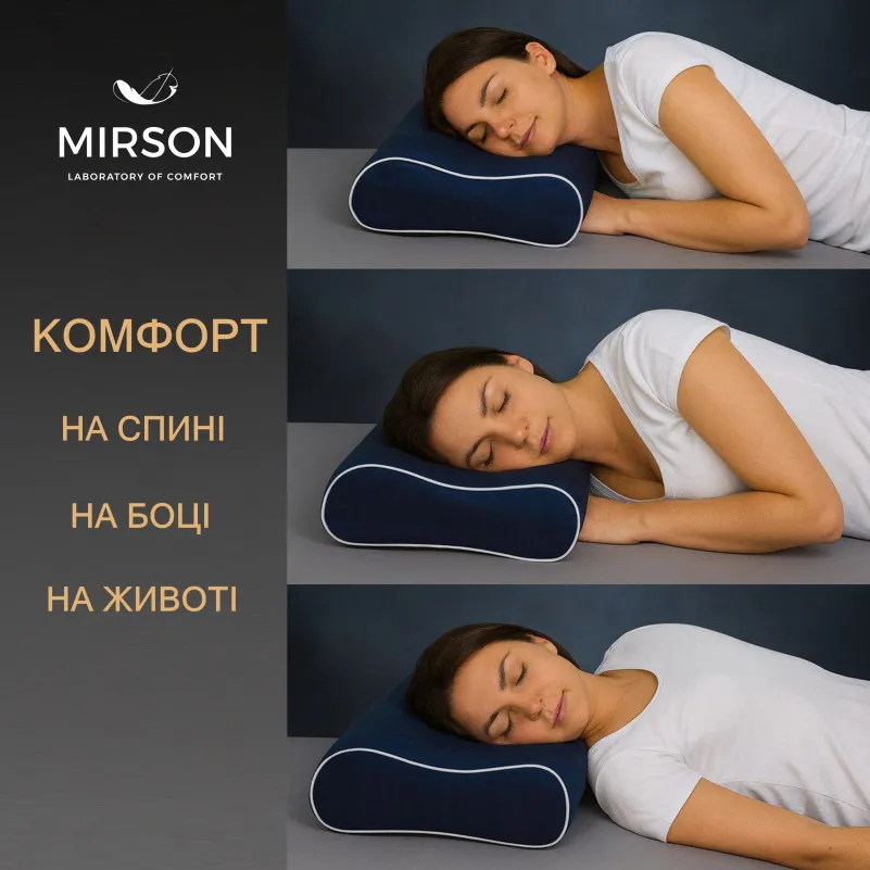 Подушка ортопедическая (стружка Memory) №4118 Noble stripe Blue sea 49*32*10,5 см - 4