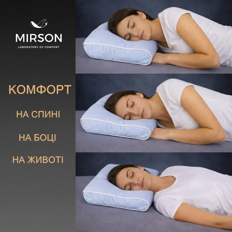 Подушка ортопедическая (стружка Memory) №4154 Delicate satin 0842 Light Blue 49*32*10,5 см - 4